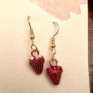 Little Enamel Strawberry Earrings